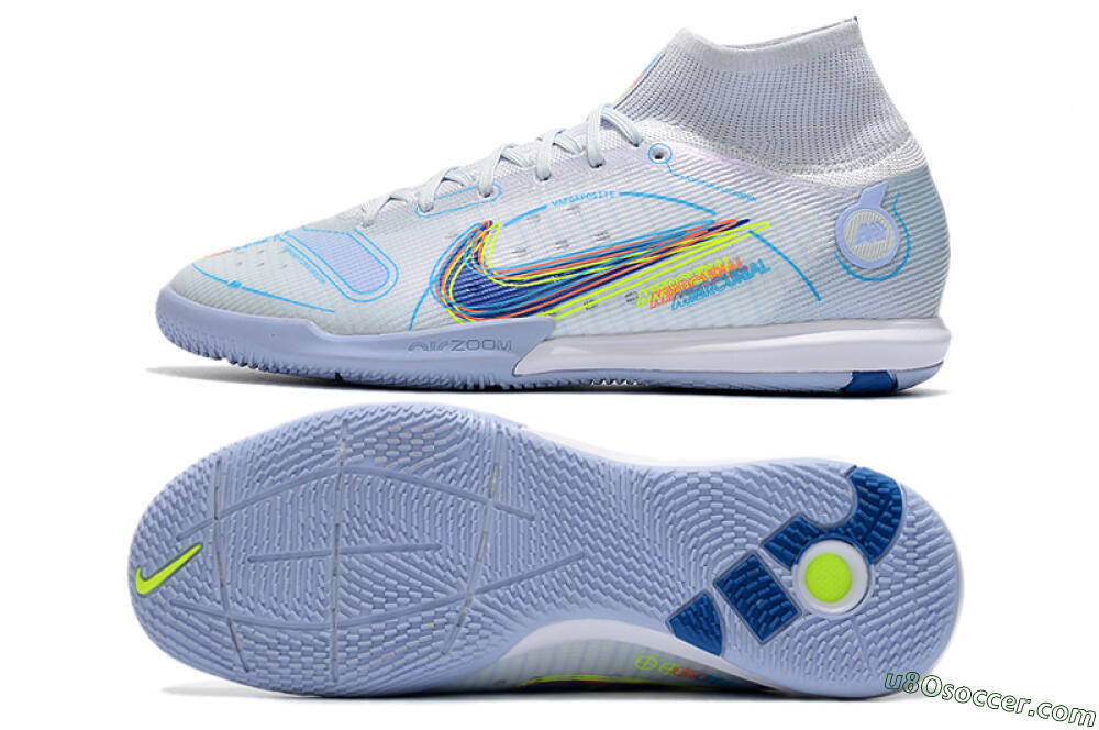 Nike Mercurial Superfly 8 Elite IC Indoor & Futsal Soccer Shoes - White/Blue/Yellow 0