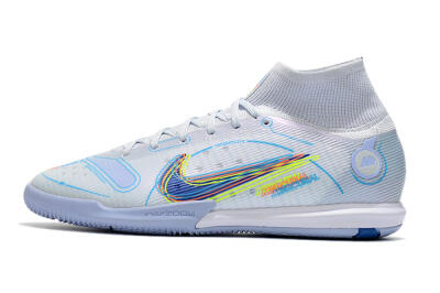 Nike Mercurial Superfly 8 Elite IC Indoor & Futsal Soccer Shoes - White/Blue/Yellow