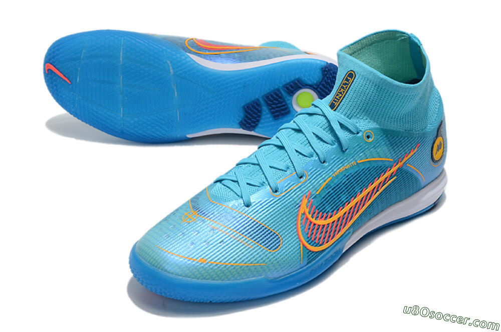Nike Mercurial Superfly 8 Elite IC Indoor & Futsal Soccer Shoes - Blue/Red/Yellow 3
