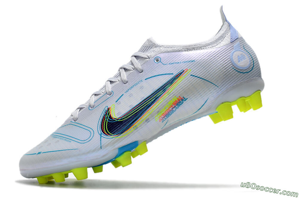 Nike Mercurial Vapor 14 Elite AG Artificial Grass Soccer Cleats - White/Blue/Yellow 5