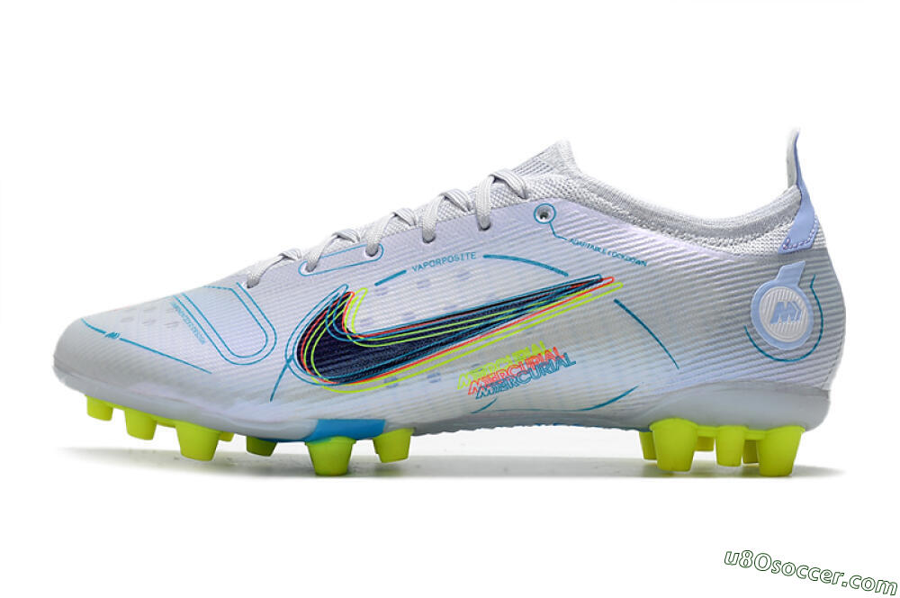 Nike Mercurial Vapor 14 Elite AG Artificial Grass Soccer Cleats - White/Blue/Yellow 2