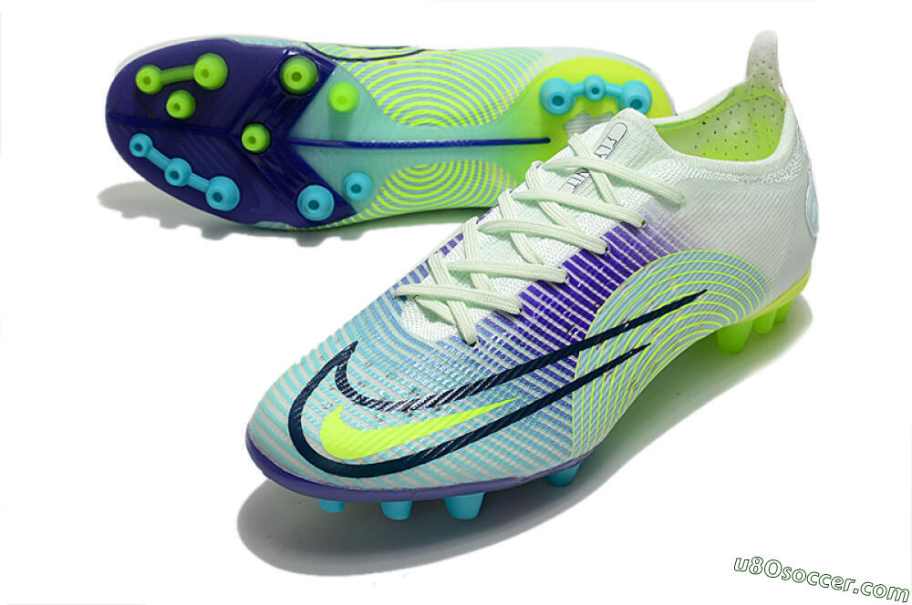 Nike Mercurial Vapor 14 Elite AG Artificial Grass Soccer Cleats - Jade/Yellow/Purple 3