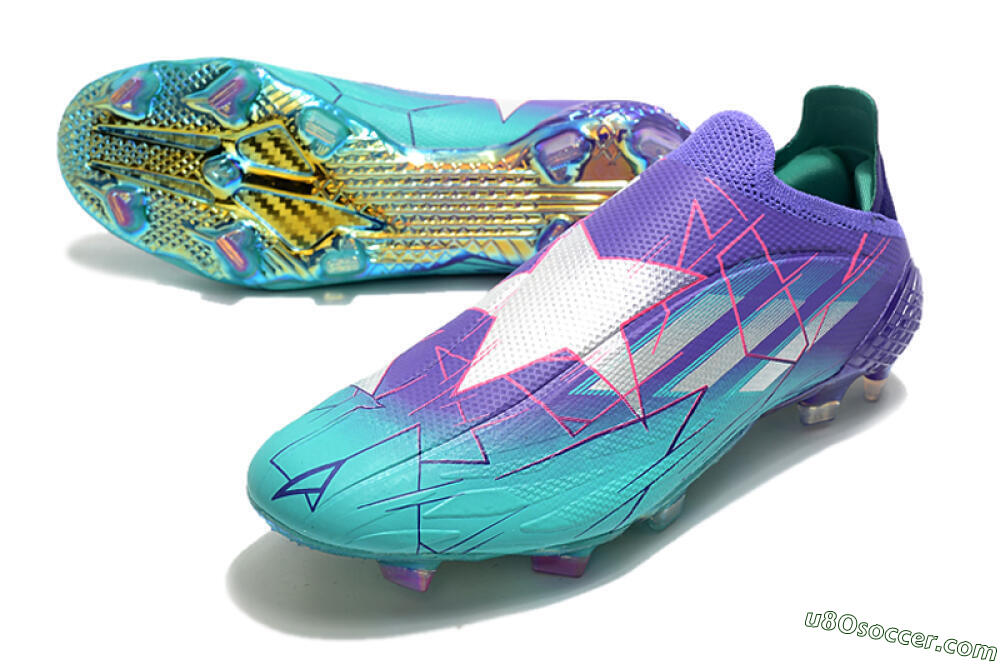 Adidas X Speedflow+ FG Firm Ground Soccer Cleats - Jade/Purple/Pink 3