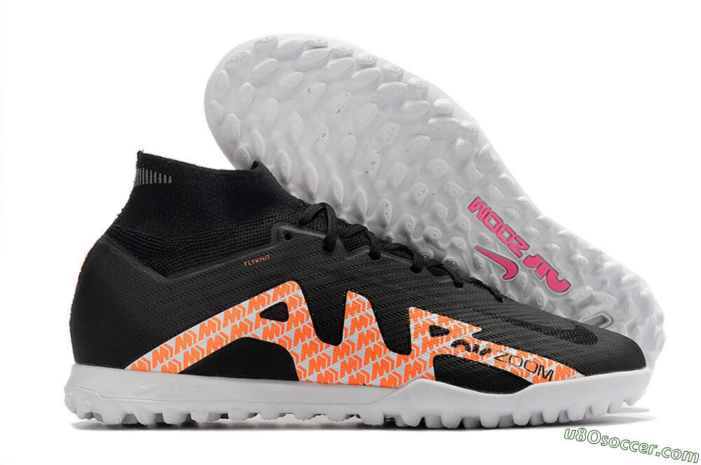 Nike Air Zoom Mercurial Superfly 9 Elite TF Artificial Turf Soccer Shoes - Black/Orange/White 1