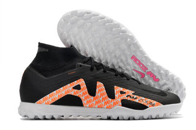 Nike Air Zoom Mercurial Superfly 9 Elite TF Artificial Turf Soccer Shoes - Black/Orange/White