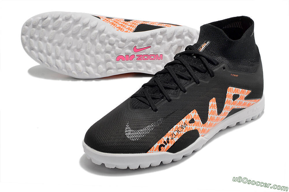 Nike Air Zoom Mercurial Superfly 9 Elite TF Artificial Turf Soccer Shoes - Black/Orange/White 3