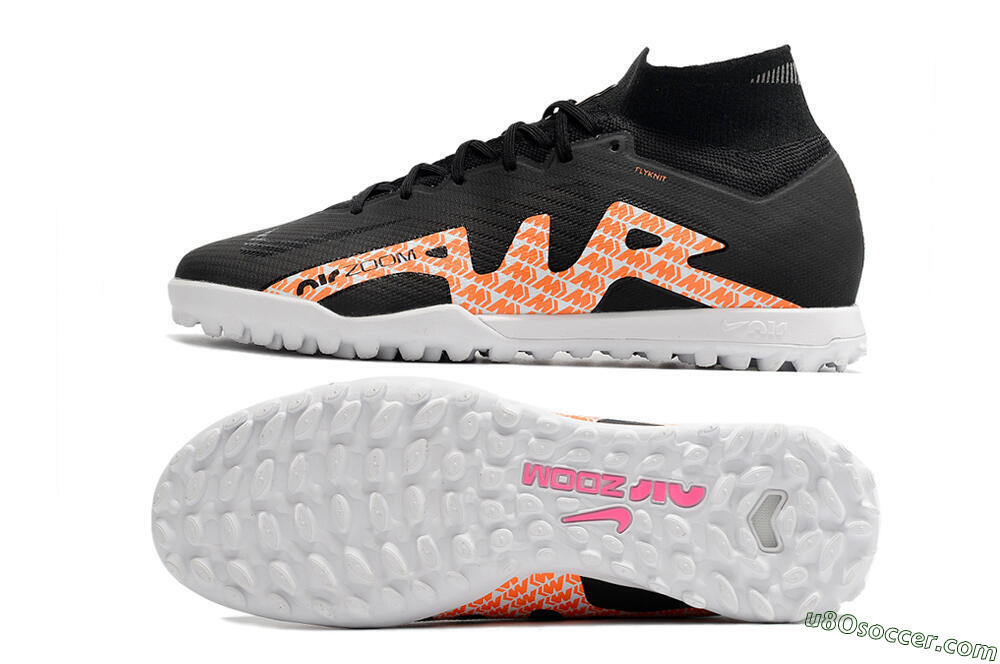 Nike Air Zoom Mercurial Superfly 9 Elite TF Artificial Turf Soccer Shoes - Black/Orange/White 0