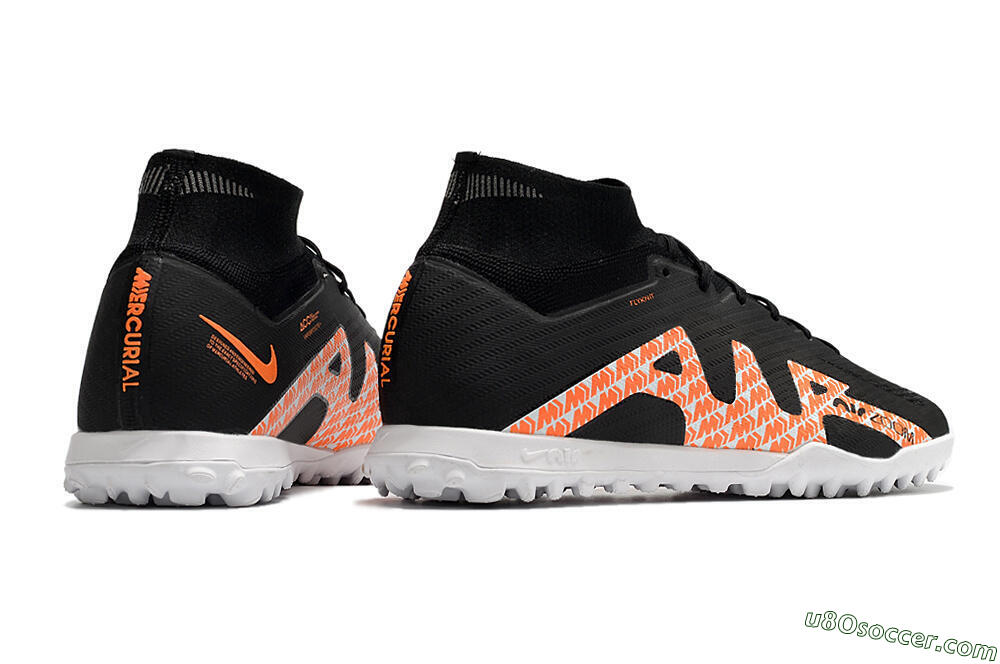 Nike Air Zoom Mercurial Superfly 9 Elite TF Artificial Turf Soccer Shoes - Black/Orange/White 6