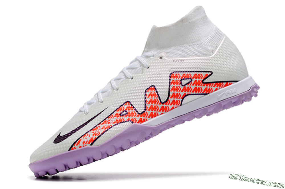 Nike Air Zoom Mercurial Superfly 9 Elite TF Artificial Turf Soccer Shoes - White/Red/Purple 5