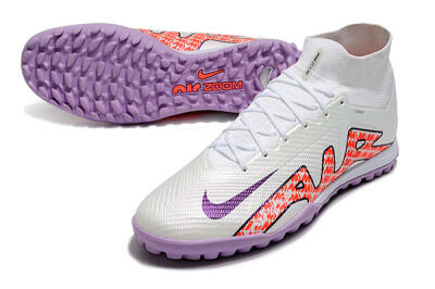 Nike Air Zoom Mercurial Superfly 9 Elite TF Artificial Turf Soccer Shoes - White/Red/Purple