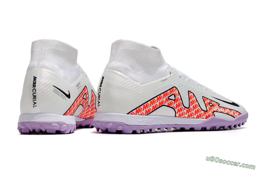 Nike Air Zoom Mercurial Superfly 9 Elite TF Artificial Turf Soccer Shoes - White/Red/Purple 6