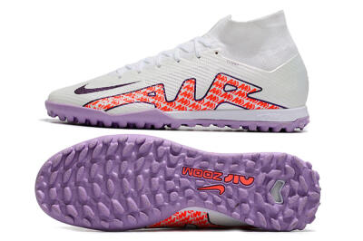 Nike Air Zoom Mercurial Superfly 9 Elite TF Artificial Turf Soccer Shoes - White/Red/Purple