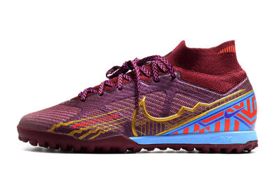 Nike Air Zoom Mercurial Superfly 9 Elite TF Artificial Turf Soccer Shoes - Red/Gold/Blue