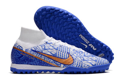 Nike Air Zoom Mercurial Superfly 9 Elite TF Artificial Turf Soccer Shoes - Blue/White/Gold