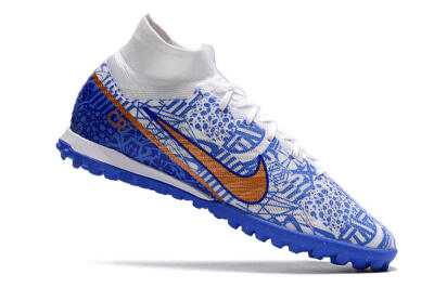 Nike Air Zoom Mercurial Superfly 9 Elite TF Artificial Turf Soccer Shoes - Blue/White/Gold
