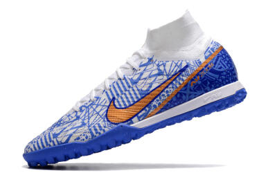 Nike Air Zoom Mercurial Superfly 9 Elite TF Artificial Turf Soccer Shoes - Blue/White/Gold