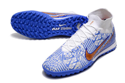 Nike Air Zoom Mercurial Superfly 9 Elite TF Artificial Turf Soccer Shoes - Blue/White/Gold