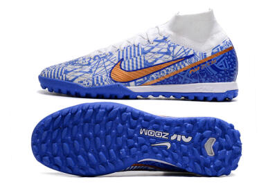 Nike Air Zoom Mercurial Superfly 9 Elite TF Artificial Turf Soccer Shoes - Blue/White/Gold