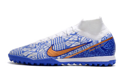 Nike Air Zoom Mercurial Superfly 9 Elite TF Artificial Turf Soccer Shoes - Blue/White/Gold
