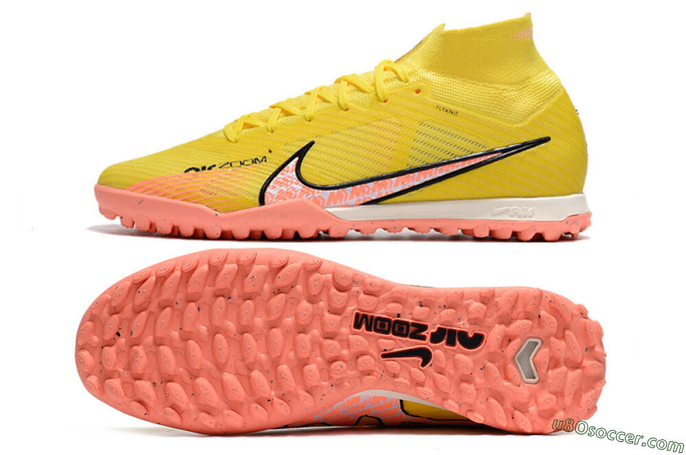Nike Air Zoom Mercurial Superfly 9 Elite TF Artificial Turf Soccer Shoes - Yellow/Pink/Black 0