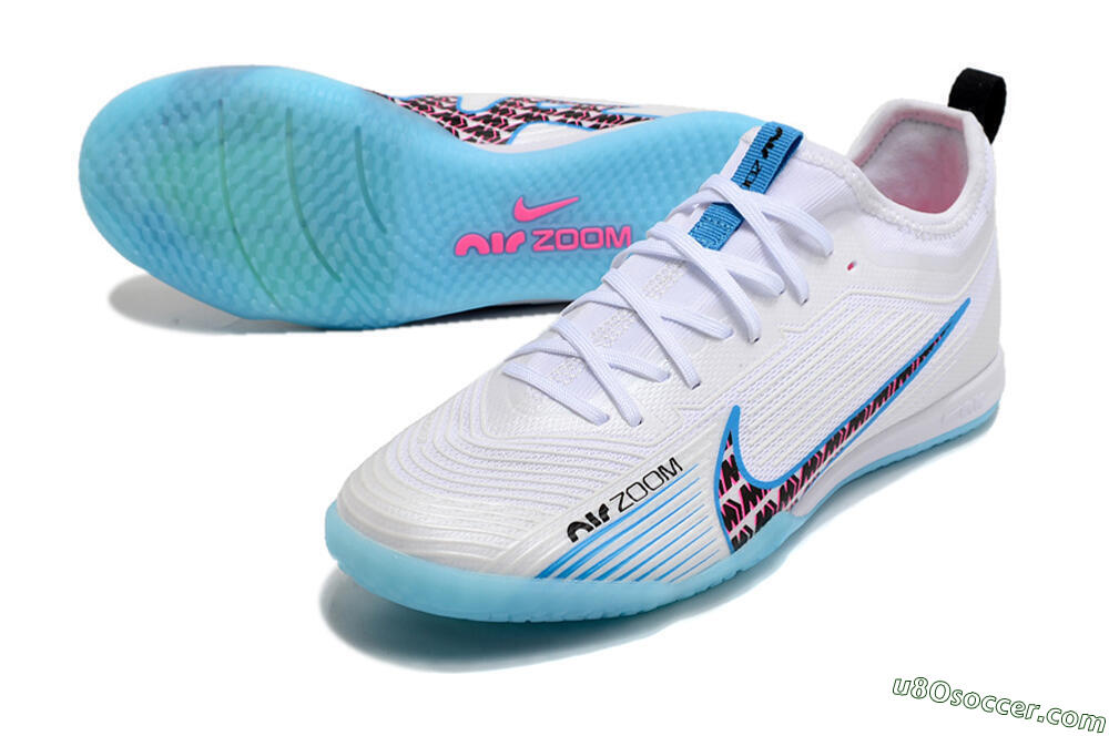 Nike Air Zoom Mercurial Vapor 15 Pro IC Indoor & Futsal Soccer Shoes - White/Blue/Pink 3