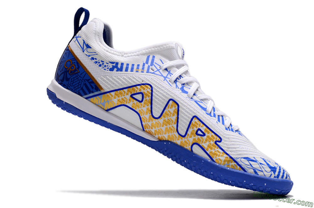 Nike Air Zoom Mercurial Vapor 15 Pro IC Indoor & Futsal Soccer Shoes - White/Blue/Gold 4