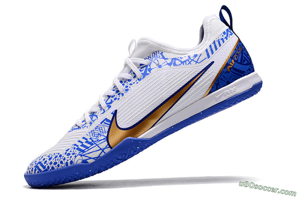 Nike Air Zoom Mercurial Vapor 15 Pro IC Indoor & Futsal Soccer Shoes - White/Blue/Gold 5