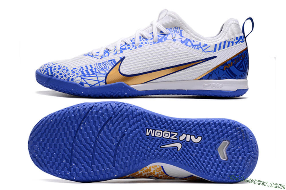 Nike Air Zoom Mercurial Vapor 15 Pro IC Indoor & Futsal Soccer Shoes - White/Blue/Gold 0