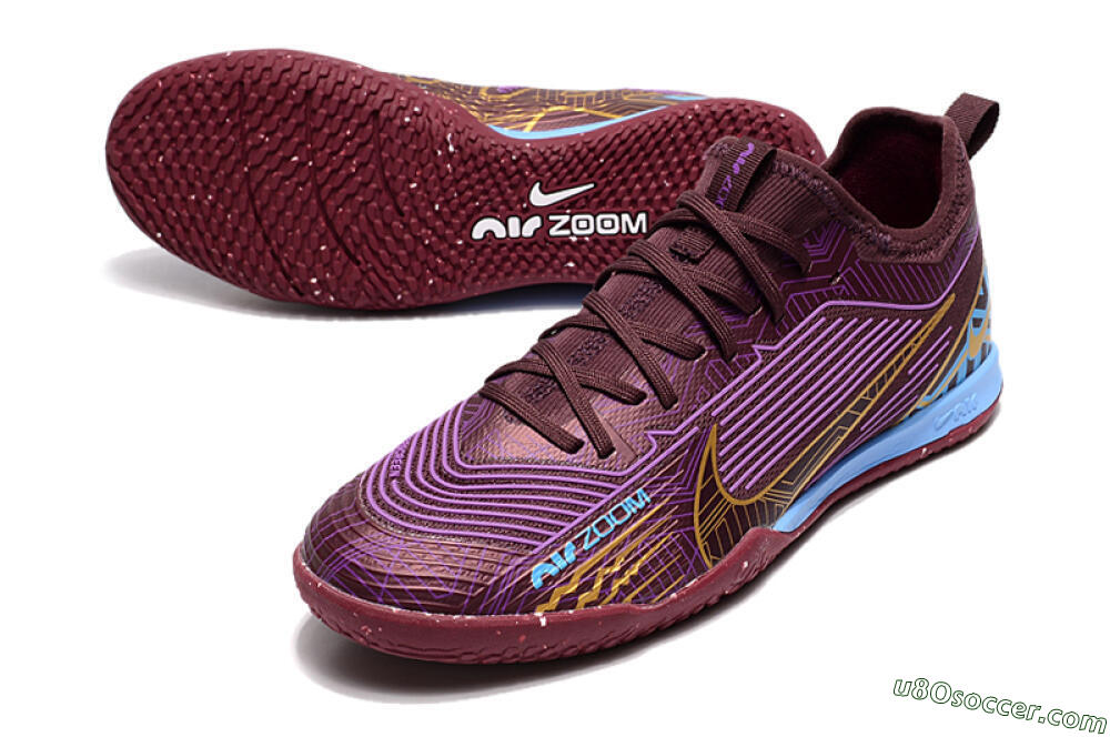 Nike Air Zoom Mercurial Vapor 15 Pro IC Indoor & Futsal Soccer Shoes - Red/Purple/Gold/Blue 3