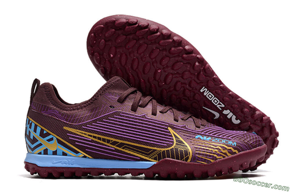 Nike Air Zoom Mercurial Vapor 15 Pro TF Artificial Turf Soccer Shoes - Red/Purple/Gold/Blue 1