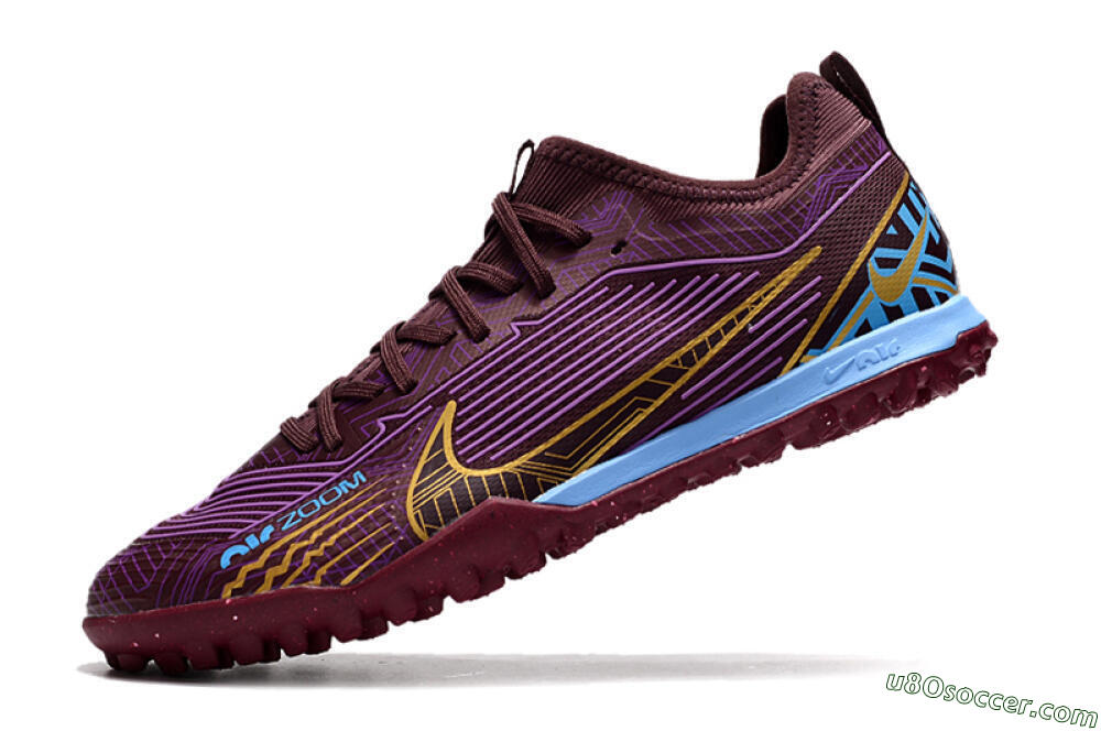 Nike Air Zoom Mercurial Vapor 15 Pro TF Artificial Turf Soccer Shoes - Red/Purple/Gold/Blue 5