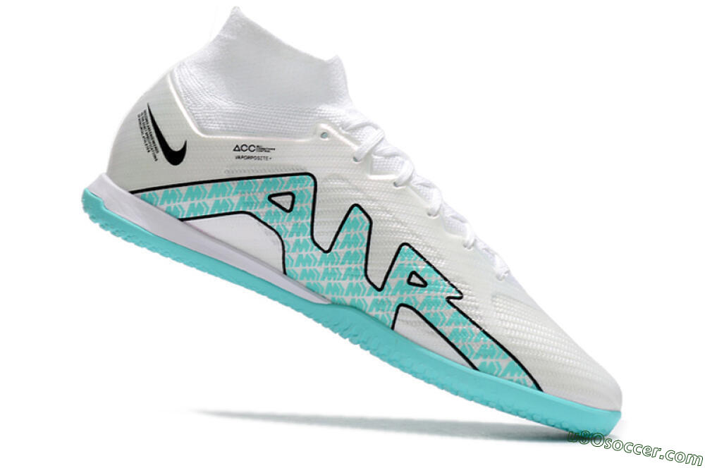 Nike Air Zoom Mercurial Superfly 9 Elite IC Indoor & Futsal Soccer Shoes - White/Blue/Black 4