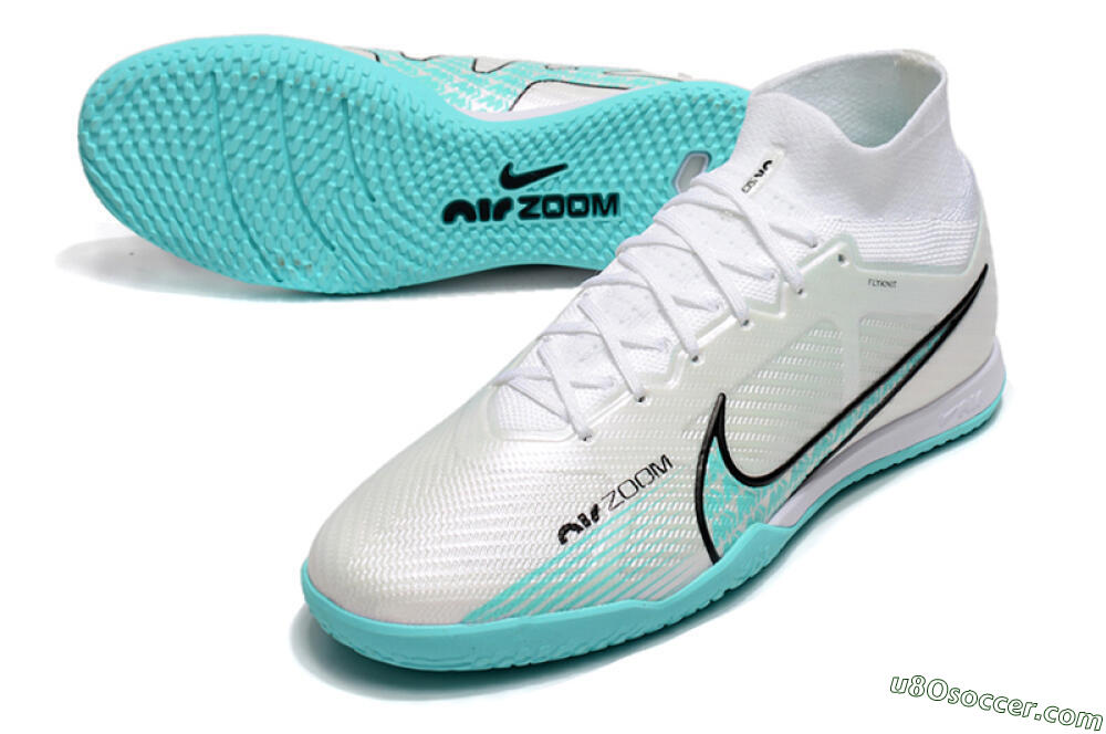Nike Air Zoom Mercurial Superfly 9 Elite IC Indoor & Futsal Soccer Shoes - White/Blue/Black 3