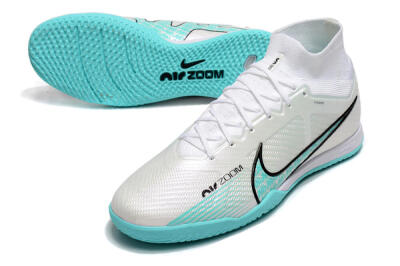 Nike Air Zoom Mercurial Superfly 9 Elite IC Indoor & Futsal Soccer Shoes - White/Blue/Black
