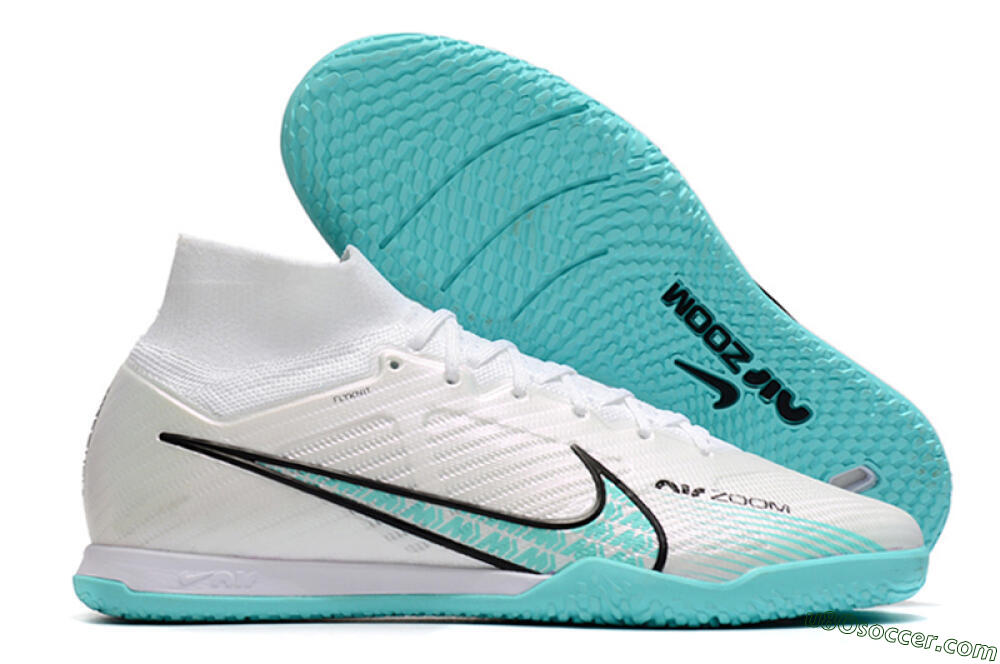 Nike Air Zoom Mercurial Superfly 9 Elite IC Indoor & Futsal Soccer Shoes - White/Blue/Black 1