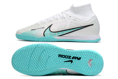 Nike Air Zoom Mercurial Superfly 9 Elite IC Indoor & Futsal Soccer Shoes - White/Blue/Black