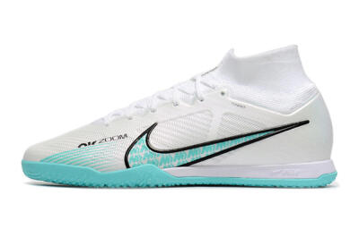 Nike Air Zoom Mercurial Superfly 9 Elite IC Indoor & Futsal Soccer Shoes - White/Blue/Black
