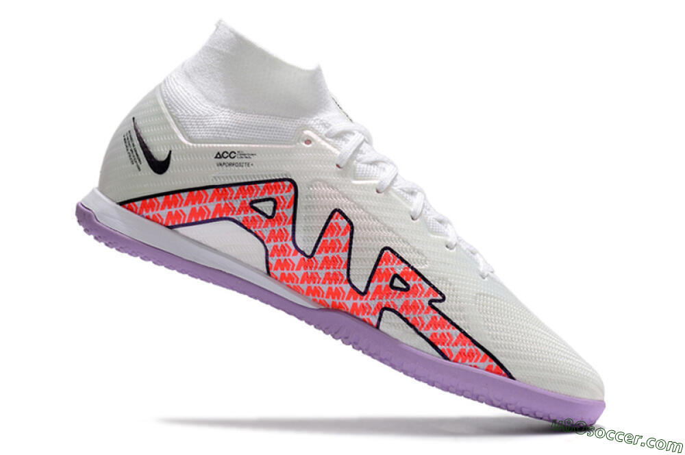 Nike Air Zoom Mercurial Superfly 9 Elite IC Indoor & Futsal Soccer Shoes - White/Black/Red/Purple 4
