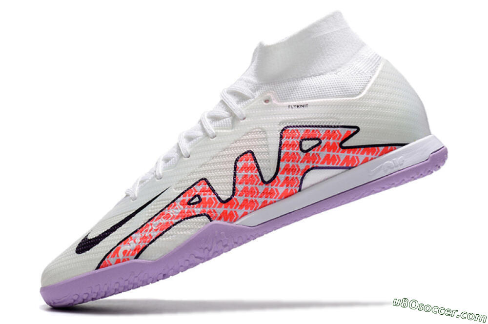 Nike Air Zoom Mercurial Superfly 9 Elite IC Indoor & Futsal Soccer Shoes - White/Black/Red/Purple 5