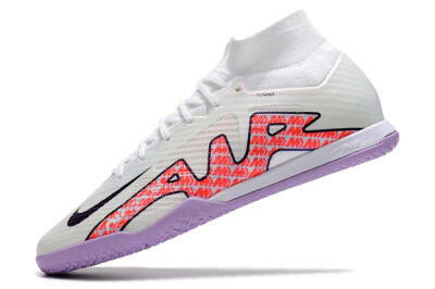 Nike Air Zoom Mercurial Superfly 9 Elite IC Indoor & Futsal Soccer Shoes - White/Black/Red/Purple