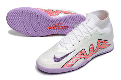 Nike Air Zoom Mercurial Superfly 9 Elite IC Indoor & Futsal Soccer Shoes - White/Black/Red/Purple