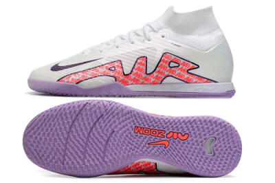 Nike Air Zoom Mercurial Superfly 9 Elite IC Indoor & Futsal Soccer Shoes - White/Black/Red/Purple