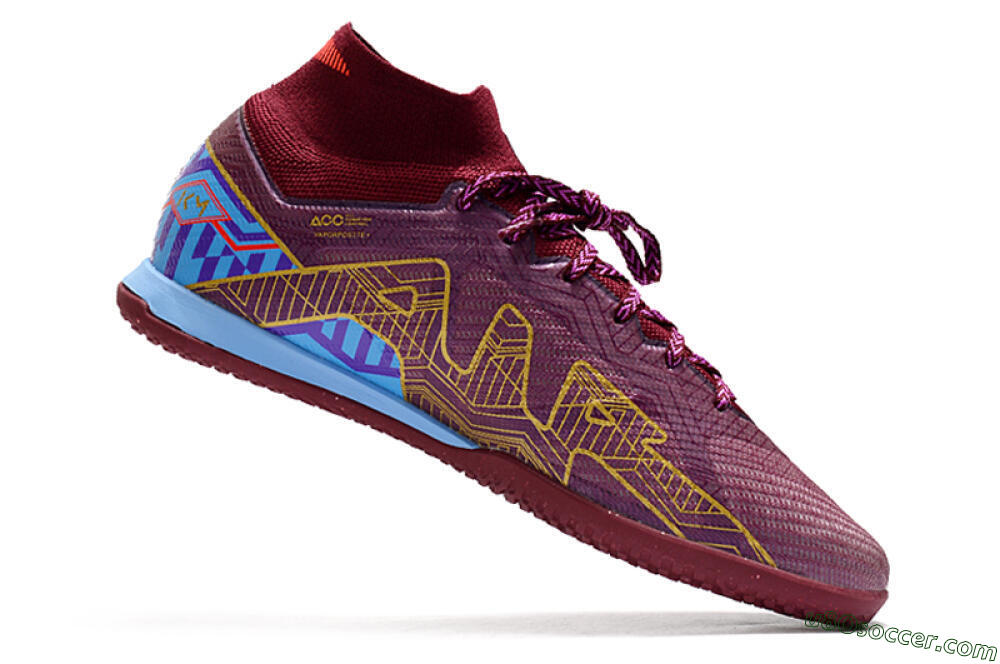 Nike Air Zoom Mercurial Superfly 9 Elite IC Indoor & Futsal Soccer Shoes - Red/Purple/Gold/Blue 4