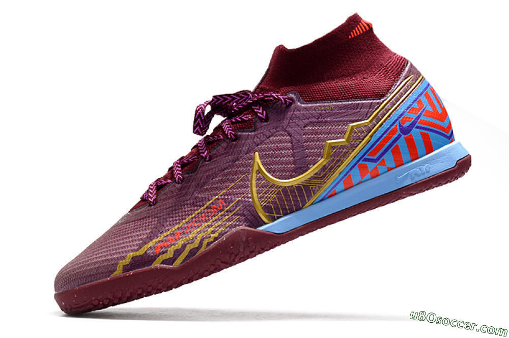 Nike Air Zoom Mercurial Superfly 9 Elite IC Indoor & Futsal Soccer Shoes - Red/Purple/Gold/Blue 5