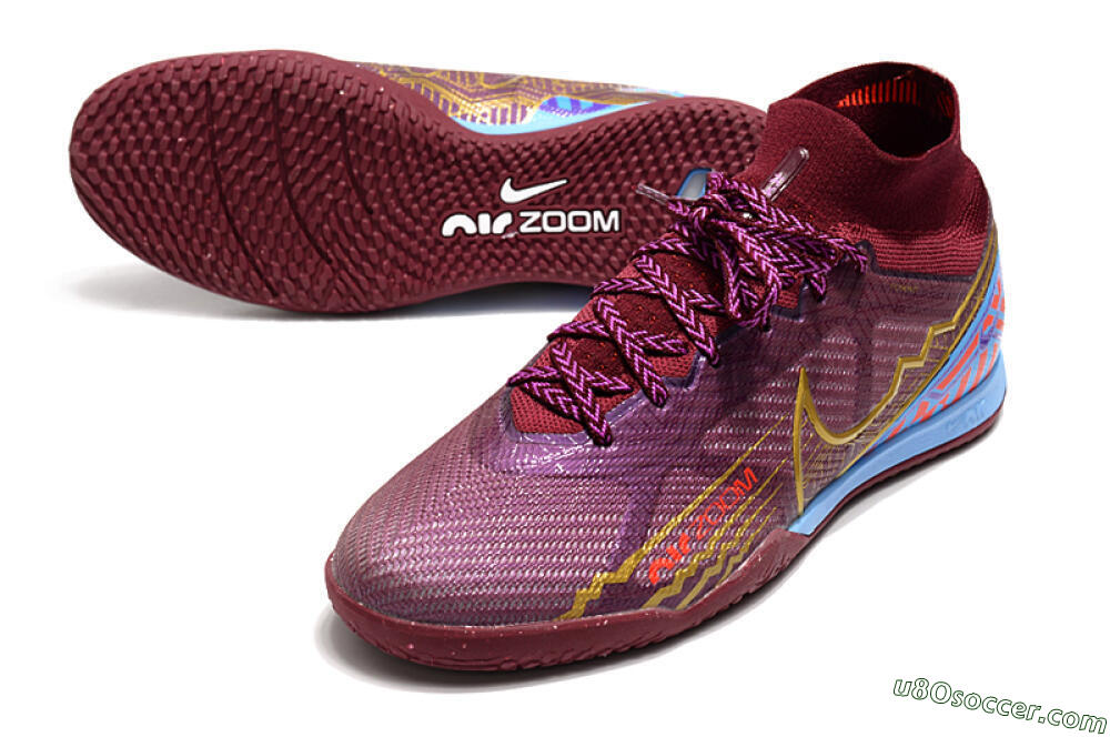Nike Air Zoom Mercurial Superfly 9 Elite IC Indoor & Futsal Soccer Shoes - Red/Purple/Gold/Blue 3