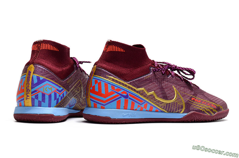 Nike Air Zoom Mercurial Superfly 9 Elite IC Indoor & Futsal Soccer Shoes - Red/Purple/Gold/Blue 6