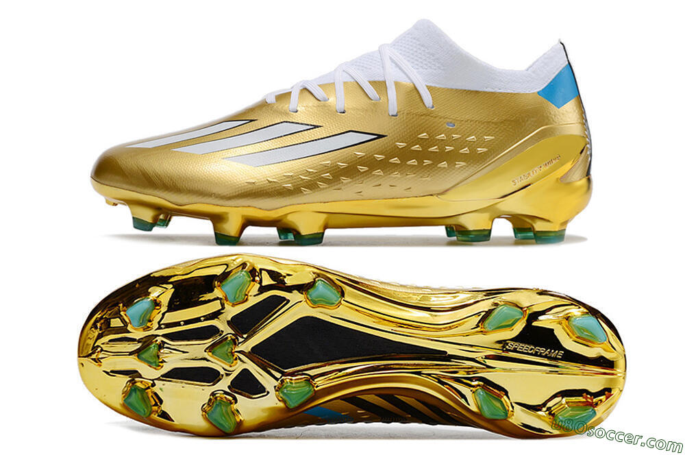 Adidas X Speedportal .1 FG Firm Ground Soccer Cleats - Gold/White/Blue 0