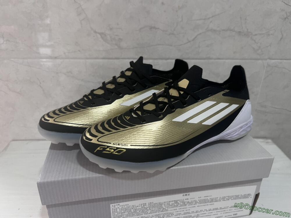 Adidas F50 Elite TF Artificial Turf Soccer Shoes - Gold/White/Black