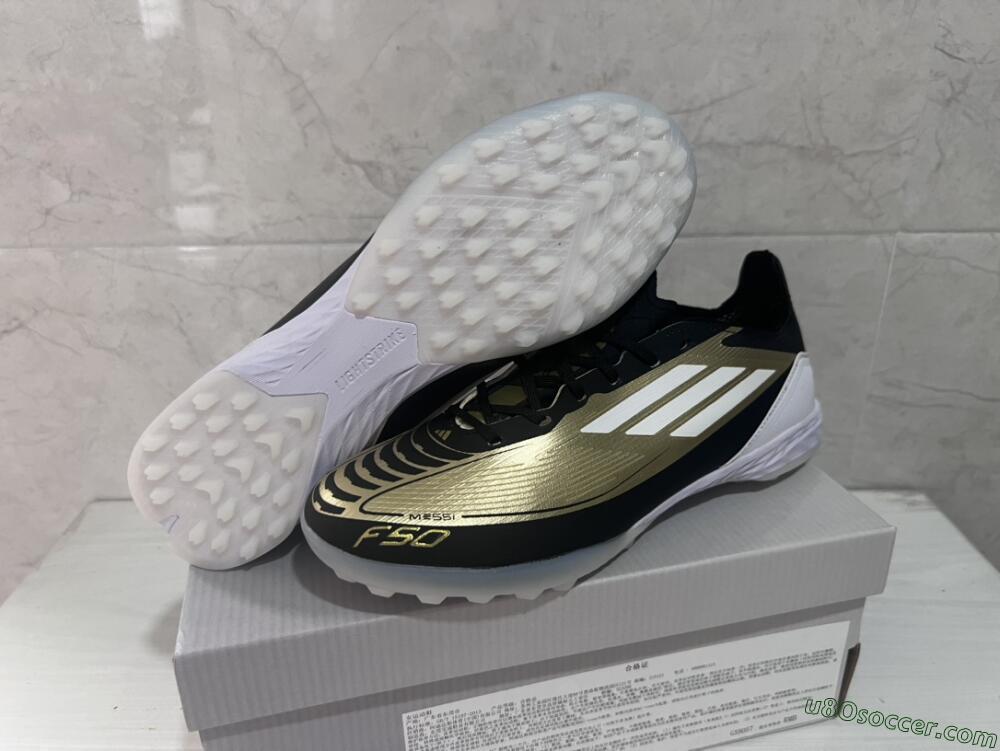 Adidas F50 Elite TF Artificial Turf Soccer Shoes - Gold/White/Black