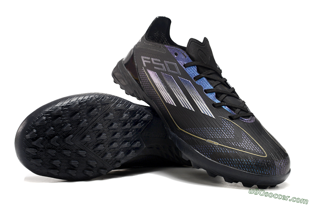 Adidas F50 Elite TF Artificial Turf Soccer Shoes - Black/Silver/Purple 3
